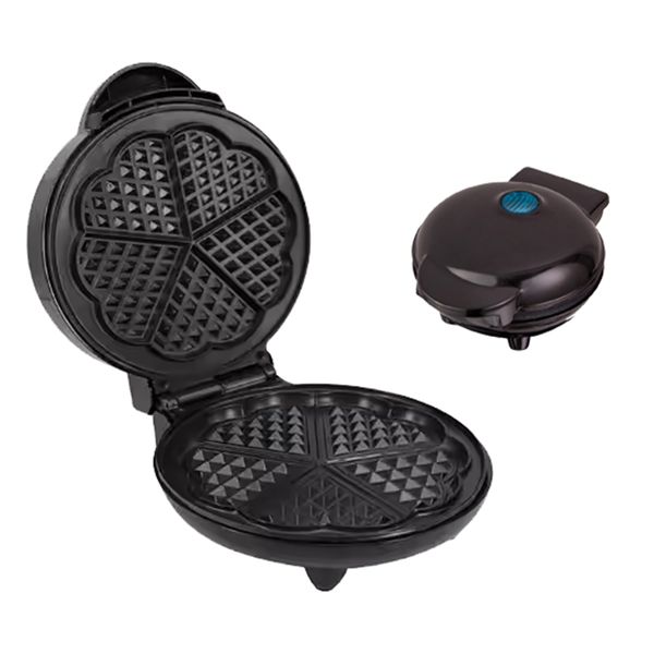 Black Breakfast Machine, Heart-Shaped Waffle Maker