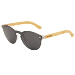 Round Gray Lens Polarized Bamboo Sunglasses S110 For Men