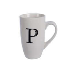 Kitchen Accessories - Mug - Letter 'P' - Ceramic - White - 10 Pack