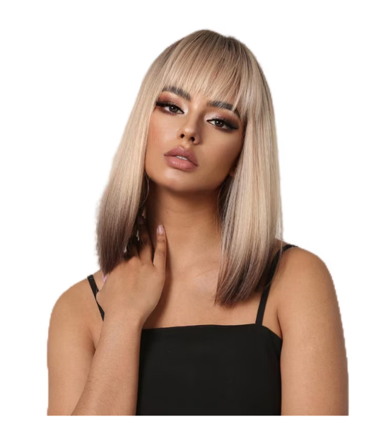 Ladies' Heat-Resistant Wig - Shoulder-Length Straight Hair , Layered Bangs