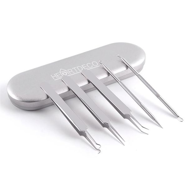 5-Piece Acne Pimple Blackhead Remover Tweezers Set Blemish Tools
