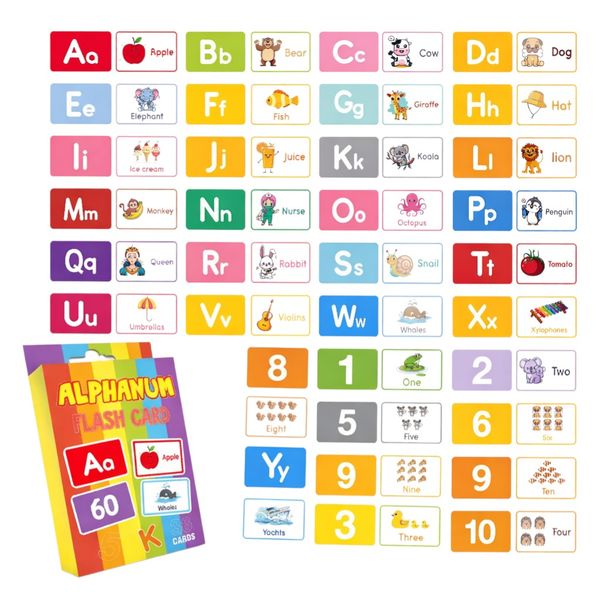 Alphanumeric Flash Card Set - Multicolour - 36 Piece