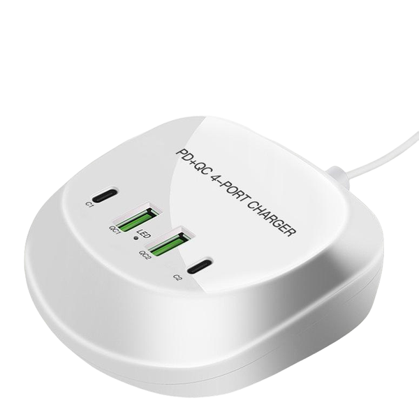 Power Charging Hub with 4 USB Port,Smart Charger 2-PD20W 2 QC