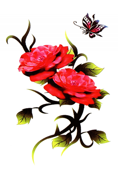 Tattoo - Waterproof High Quality Skin Safe Blue&amp;Red Butterfly