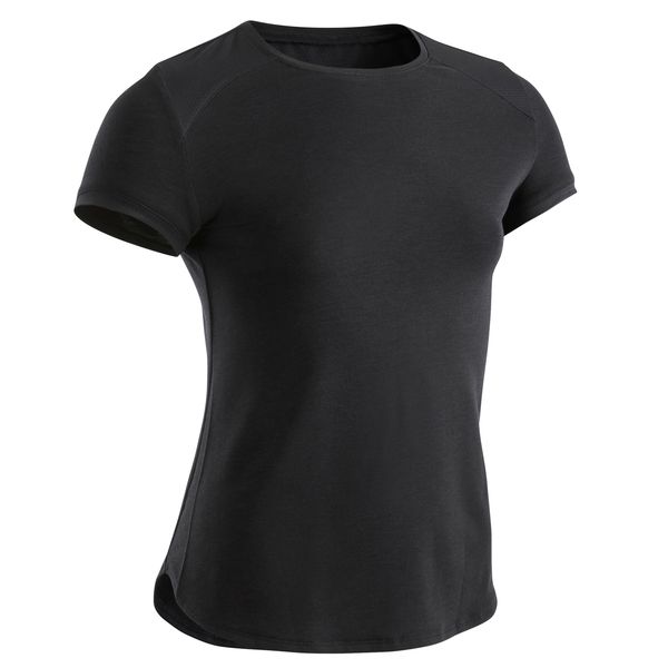 Domyos Girls Breathable T-Shirt - Black Print