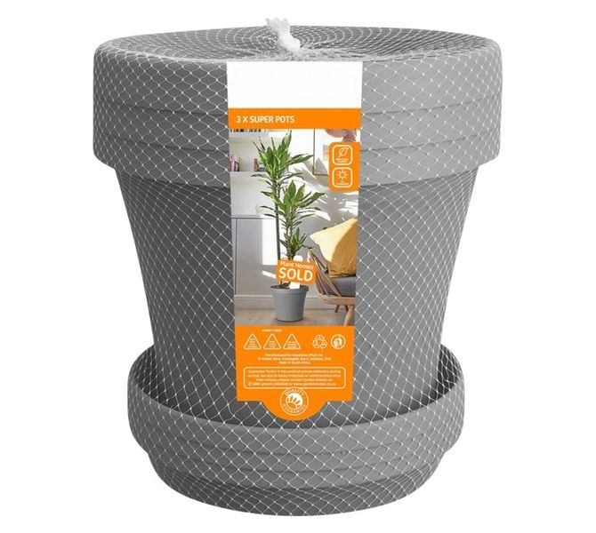3 Piece Plastic Plant Pot Set with 3 Saucers (175 x 160 mm)