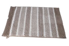 White and Beige Polyestyer Rectangular Bath Mat 45cm x 75cm Set of 2
