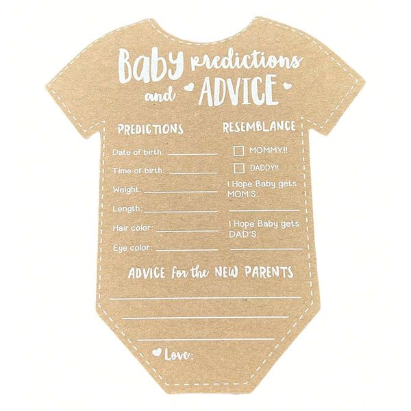 Rustic Kraft Baby Shower Prediction Game and Advice Cards - 10 Pack