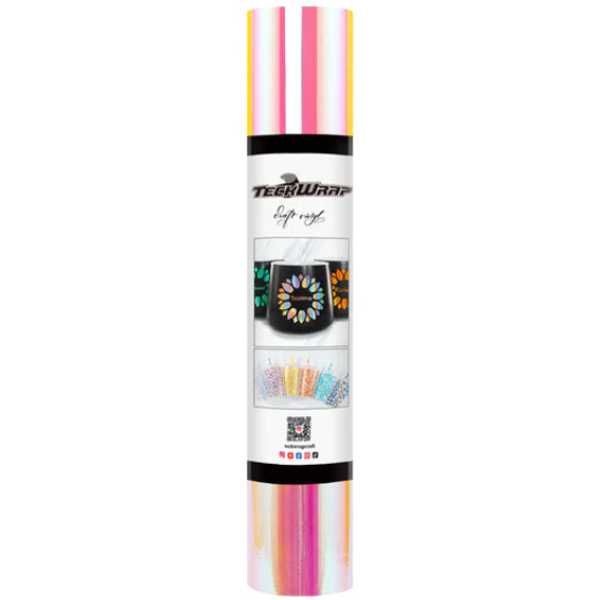 Teckwrap Peach Yellow Pink Opal Adhesive Craft Vinyl - Iridescent Finish