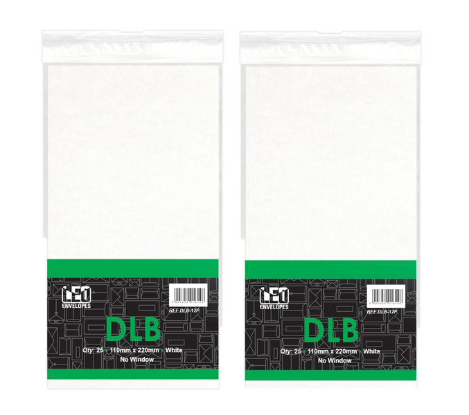 LEO DLB White Opaque Self Seal Envelopes - Pack Of 50 Envelopes