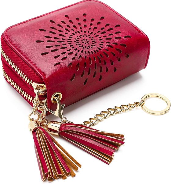 RFID Blocking Card Holder Wallet - Double Zip Coin Purse for Women