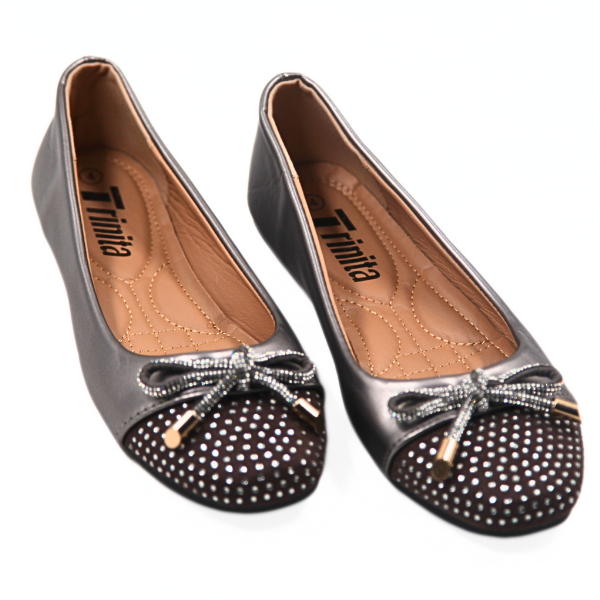 Trinita Ladies Shoes Pumps Diamante Square Toe with Small Bow