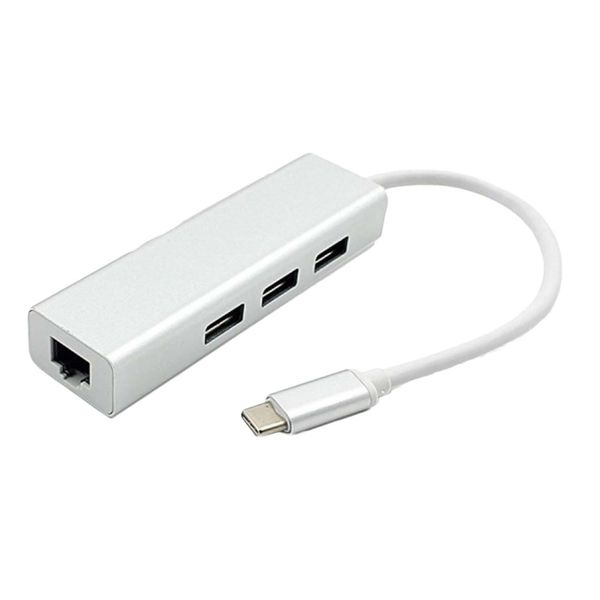 Type-C To USB 3.0 Ports and 1 CAT 5 Ethernet Connection Adapter High-Speed