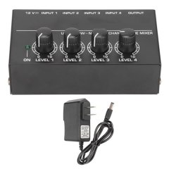 4 Channel Line Mixer Stereo Compact Low Noise Adjustable Volume Sound Mixer