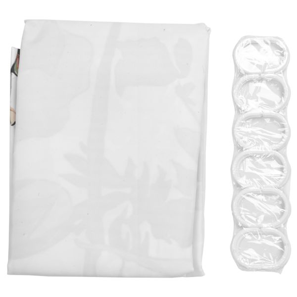 Floral Shower Curtain With 12 Hooks Watercolor Botanical Bath Curtain
