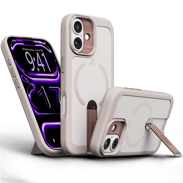ORRO Orbit Sand Case for iPhone 17-MagSafe Compatible, 360 Metal Kickstand