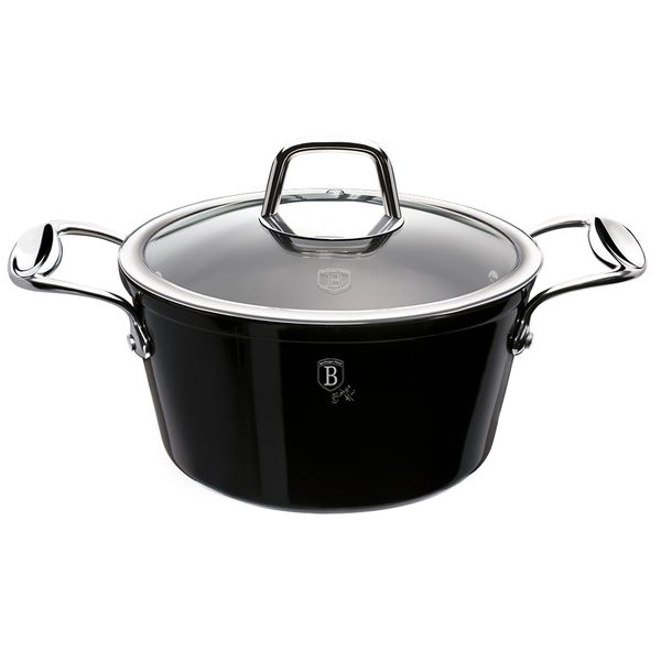 Berlinger Haus 20cm Marble Coating Casserole with Lid - Royal Black