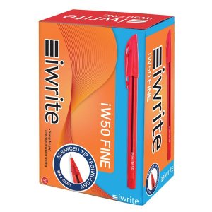 iWrite Fine 0.5 mm Ballpoint Pens Box of 50 - Red