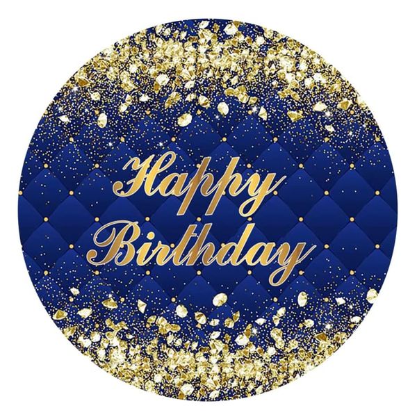 Happy Birthday Blue Round Wooden Vinyl Signage 40CM