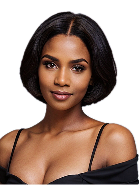 8 Inch Natural Black Bob Wig 13 x4 Full Frontal Lace 100% Human Hair