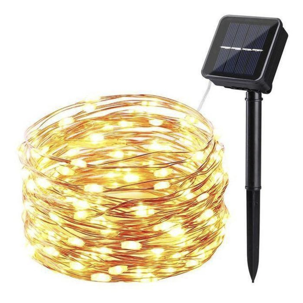 20M Solar Powered Outdoor Copper LED Fairy Lights