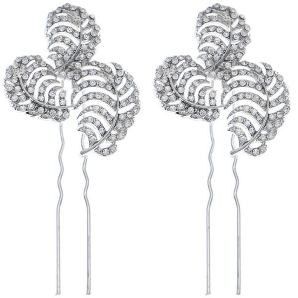 Olive Tree-Rhinestone Crystal Hair Pins 6331-Bridal/Formal-Silver