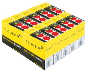 TOWER 19mm Sticker Dots, 2500 Colour Dot Stickers