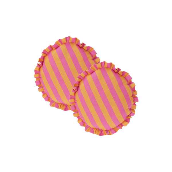 2-Piece Round Striped Ruffle Cushion Set