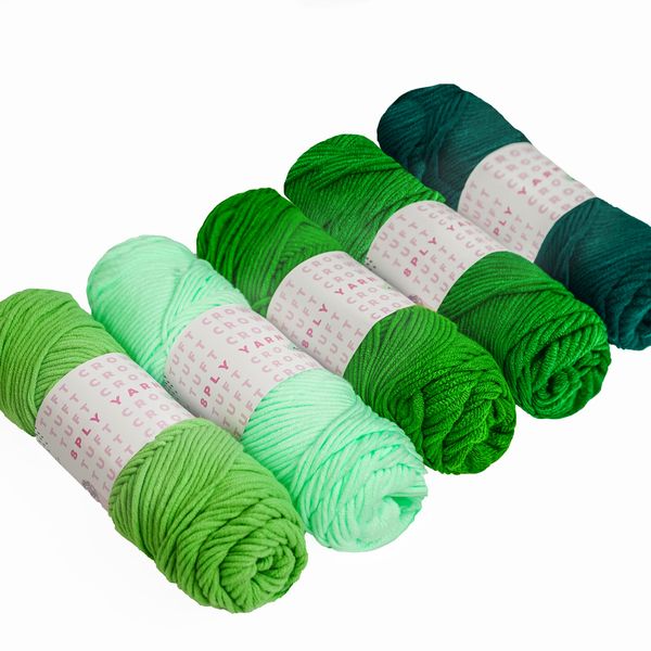 TUFT CROWD - Green Yarn, 8-ply Tufting Yarn ( 5 x 100g ) , Knitting Yarn