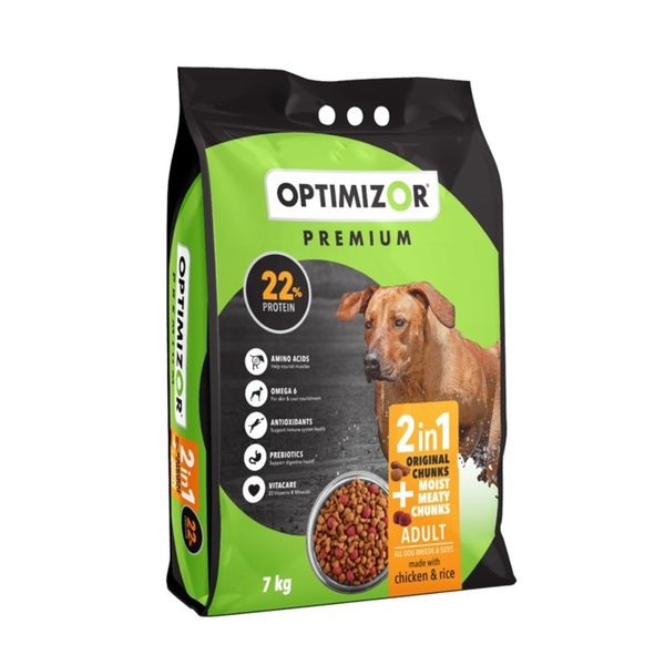Optimizor – Premium 2 in1 Meaty Chunks - Chicken &amp; Rice– 1x 7kg