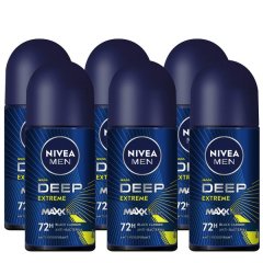 NIVEA MEN DEEP Extreme MaxxTech, Antiperspirant for Men, Roll-on, 6x50ml