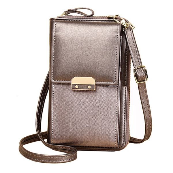 Women Crossbody Leather Shoulder Bag Cellphone Purse Wallet – Metallic