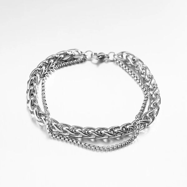 Stainless Steel Dragon Bone Chain fashion Double-Layer Bracelet DGIDDK