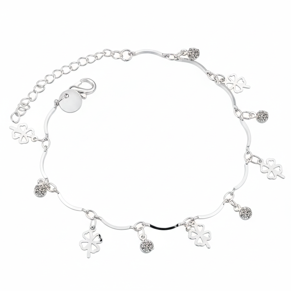 LuckyLustre 925 Sterling Silver Clover Zirconia Bracelet