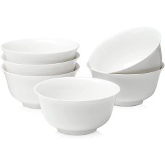 Ceramic Rice Bowl Set of 6 - White