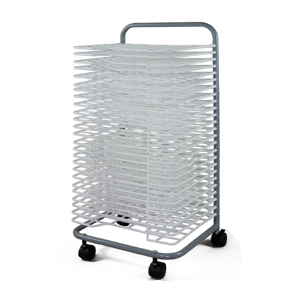 Paint Art Drying Rack 25 Layers on Wheels - 25 Plastic Shelves A3 Size