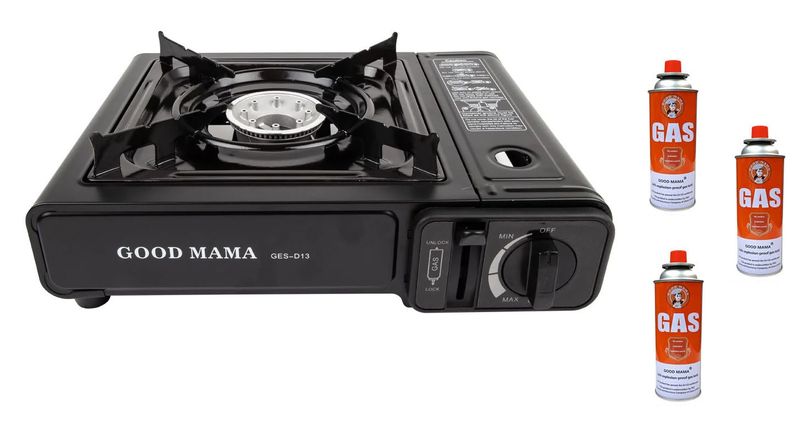 Portable Gas Stove + 3 Gas Cartridges 220g