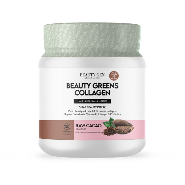 Beauty Greens Hydrolysed Peptan Collagen 5 in 1 - Raw Cacao