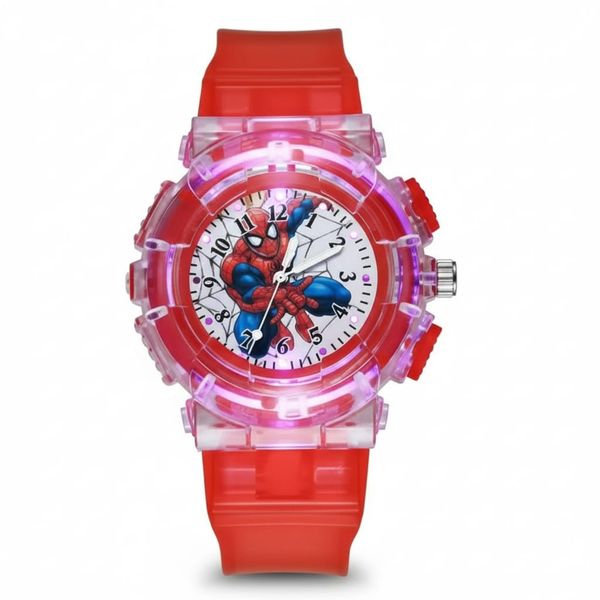 Superhero Kids Analog Watch for Boys Girls, FLASHING LED LIGHT