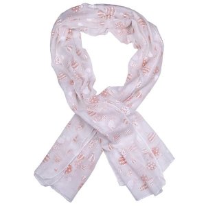 Ladies White Scarf with Peach Embossed Hot Air Balloons