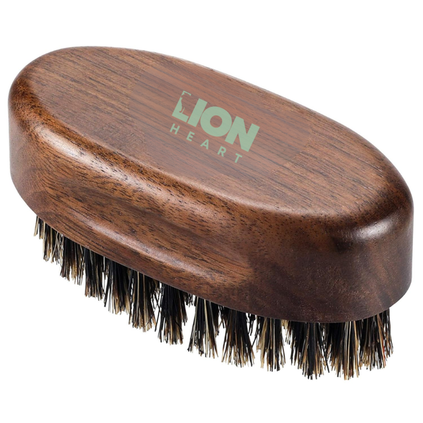 LH Beard Brush with Boar Bristles for Beard Travel Brush Black Walnut- Wood