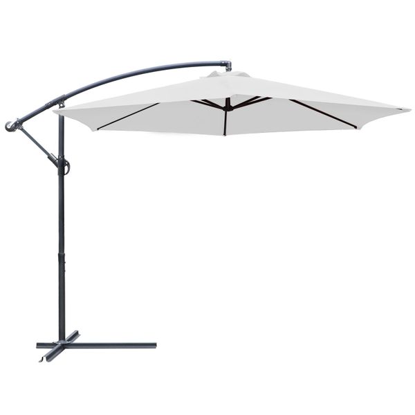 Outdoor Patio Cantilever Umbrella - White