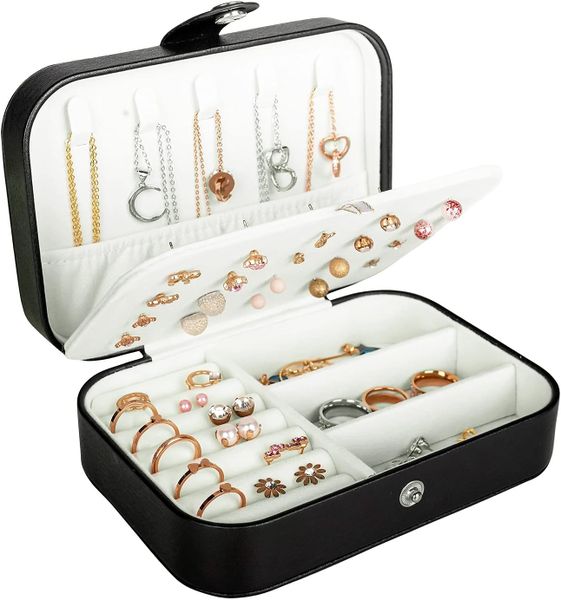 2 Layers Travel Jewellery Box PU Leather Storage Case for Earrings Necklace