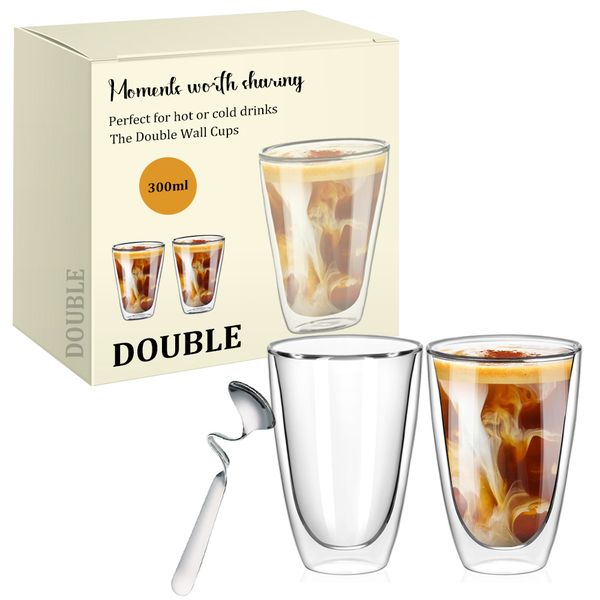 Set of 2 - High Borosilicate Coffee Glasses - 300ml