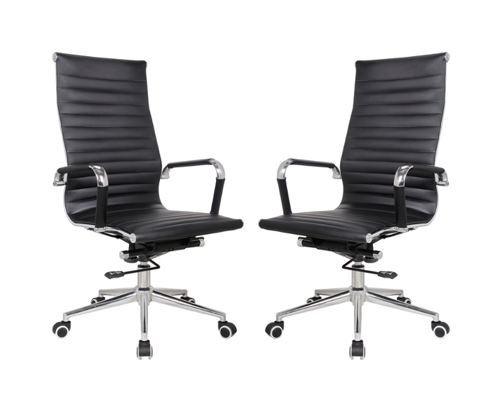 TOCC Leather High Back Office Chair Set of 2