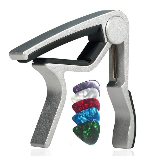 Guitar Capo for 6-String Steel Acoustic &amp; Electric Guitars, 5 Free Picks
