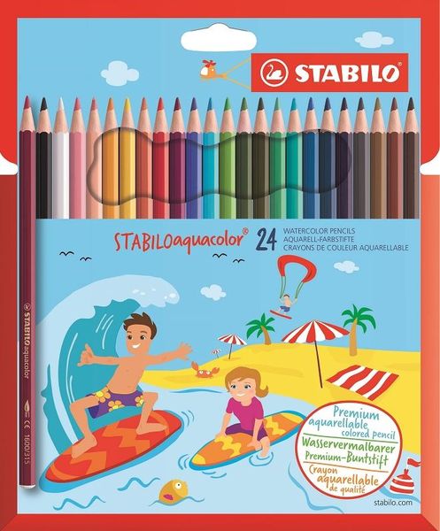 Stabilo Aquacolor - Aquarellable Colour Pencil - Assorted Box of 24
