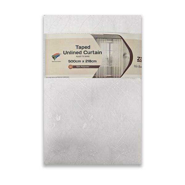 Zaydtex Embroidery on Voile White Taped Ready To Hang Curtain XW 500x218