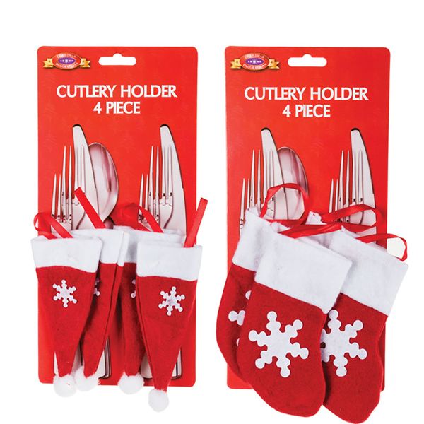 Bulk Pack x 2 Xmas Sundry Cutlery Holder 4pc
