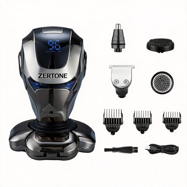 5-in-1 Grooming Kit 9-Blade Rotary Skull Shaver &amp; Electric Razor for Men
